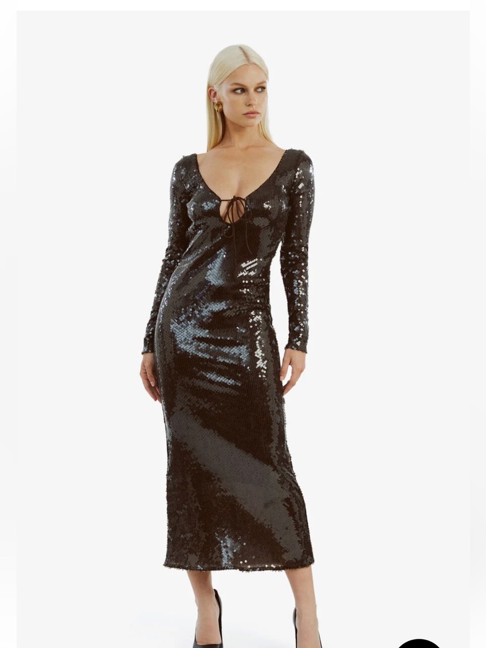 Bardot Brown Sequin midi dress